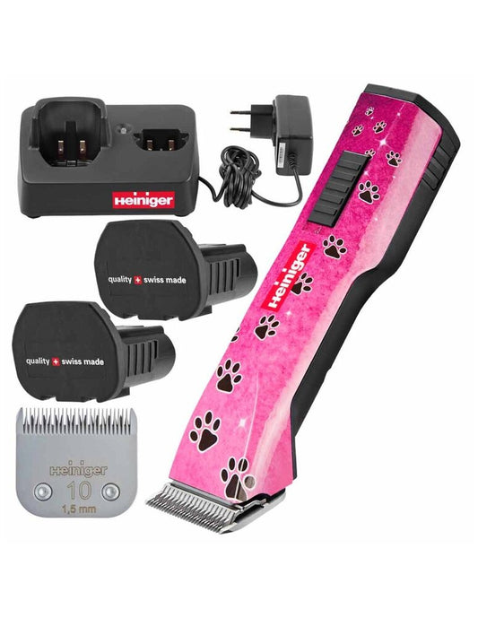 Heiniger Saphir Cordless Pink Paws Clipper (With No.10 Blade) With Heiniger 9 Pc Comb Guide Set машинка в комплект с приставки