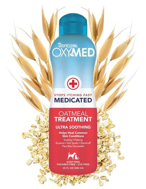 TropiClean OxyMed Medicated Itch Relief Oatmeal Dog Conditioner Treatment Rinse Медицински Балсам - успокояващ балсам за кучета и котки с чувствителна кожа 355ml