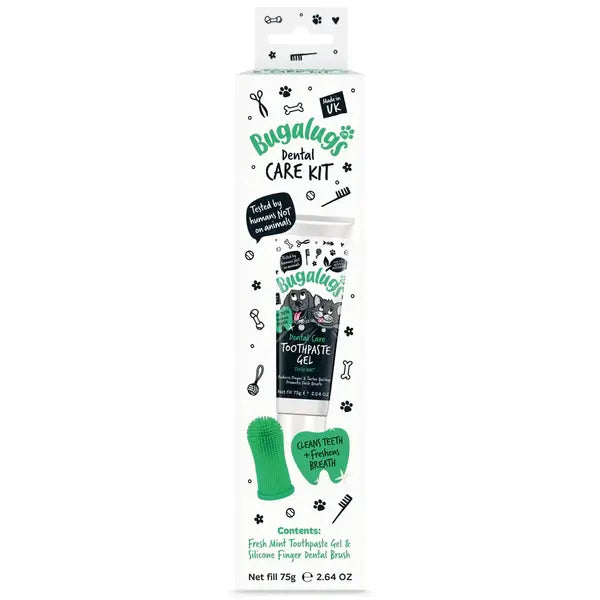 Bugalugs Dental Care Kit Toothpaste Gel with Finger Toothbrush for Dogs & Cats Сет за почистване на зъби с напръстник за кучета и котки