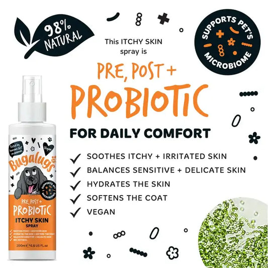 Bugalugs Probiotic Itchy Skin Spray for Dogs - Пробиотичен спрей против сърбеж и кожни раздразнения