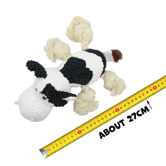 Uniq Pets плюшена крава с въжета и пищялка 27 см