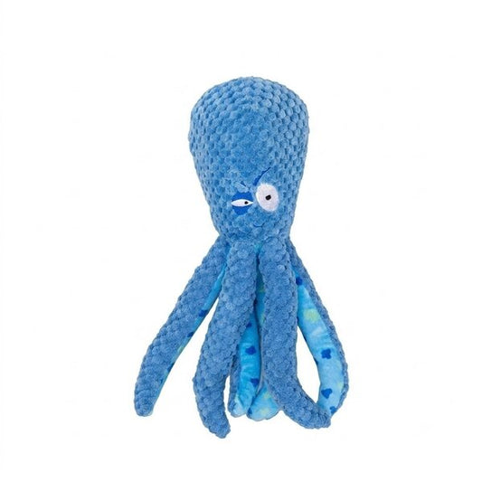 Uniq Pets Plush Dog Toy Squeakies Blue Octopus плюшена играчка октопод за кучета с писукане, 27,6 x 9,4 x 5,9 cm