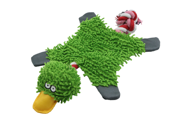Uniq Pets Plush Dog Toy Squeakies Green Duck плюшена играчка пате за кучета със звук, 29 x 18 x 3 cm