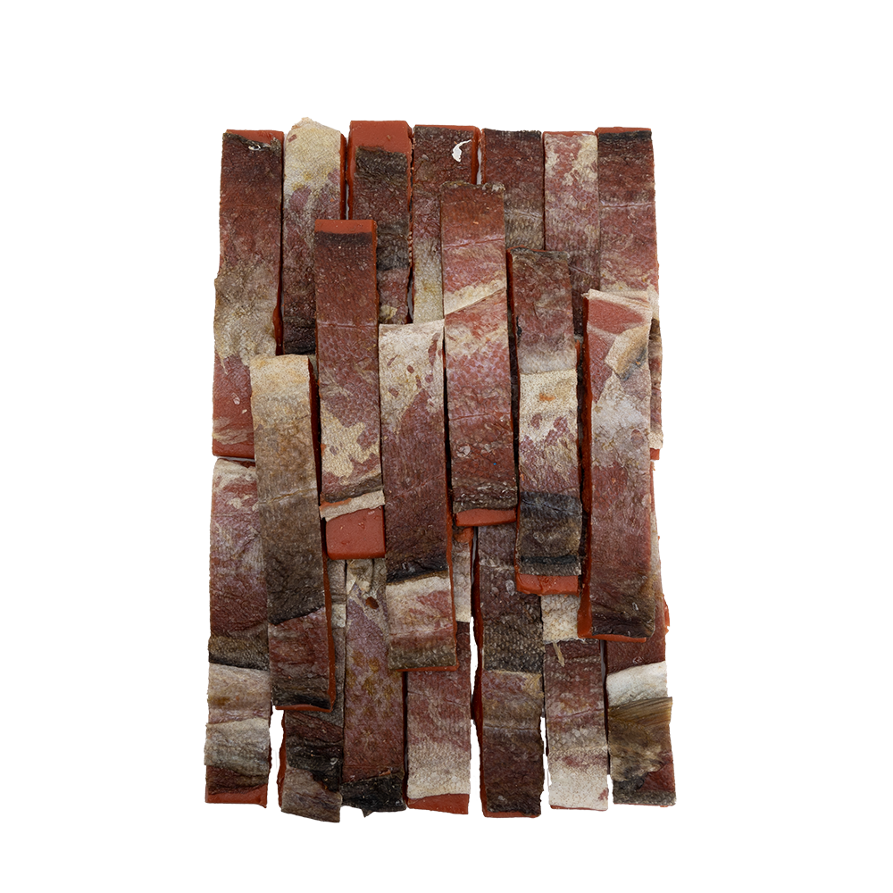 Uniq Pets Meaty Duck & Fish Skin Strips – лакомства за кучета с патешко и кожа от треска, 500 г