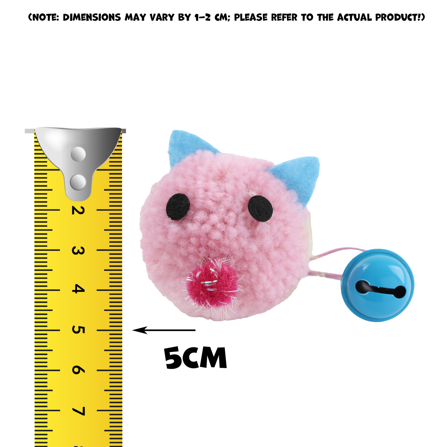 Uniq Pets Mousehunt Plush Mouse Ball – плюшена играчка мишка за котка със звънче, 5 см