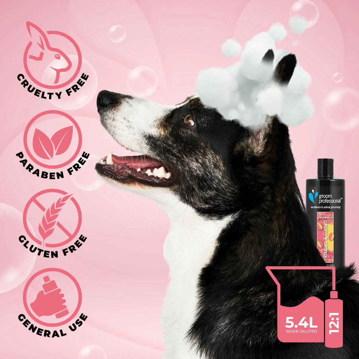 Groom Professional Rhubarb & Custard Shampoo 450ml шампоан с ревен и яйчен крем концентрат 12:1