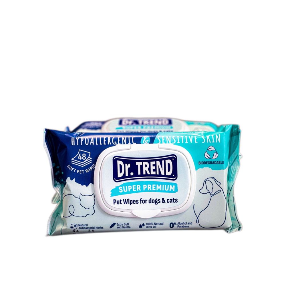Dr. Trend Мокри кърпи за кучета и котки супер премиум 48бр