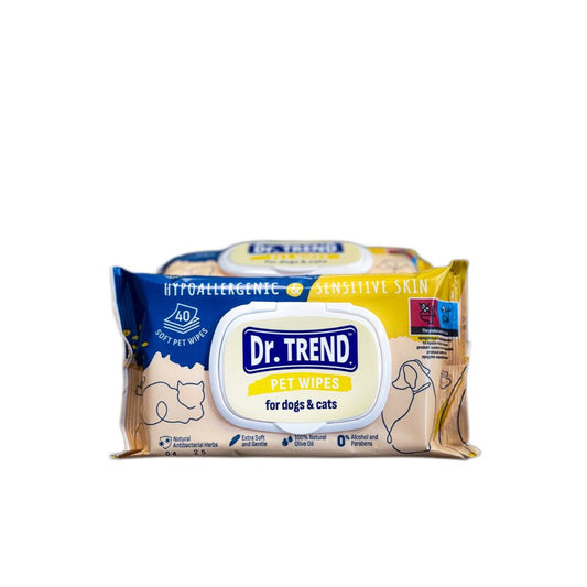 Dr. Trend Мокри кърпи за кучета и котки стандарт 40бр