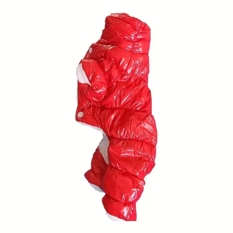 Glossy Red – лъскав червен зимен гащеризон за кучета