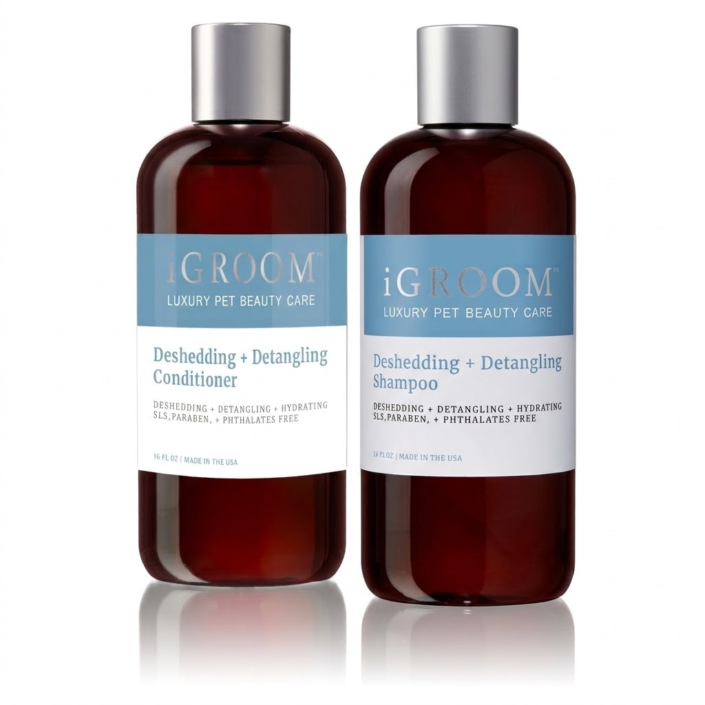 Комплект iGroom Deshedding & Detangling: шампоан + балсам, 473 ml