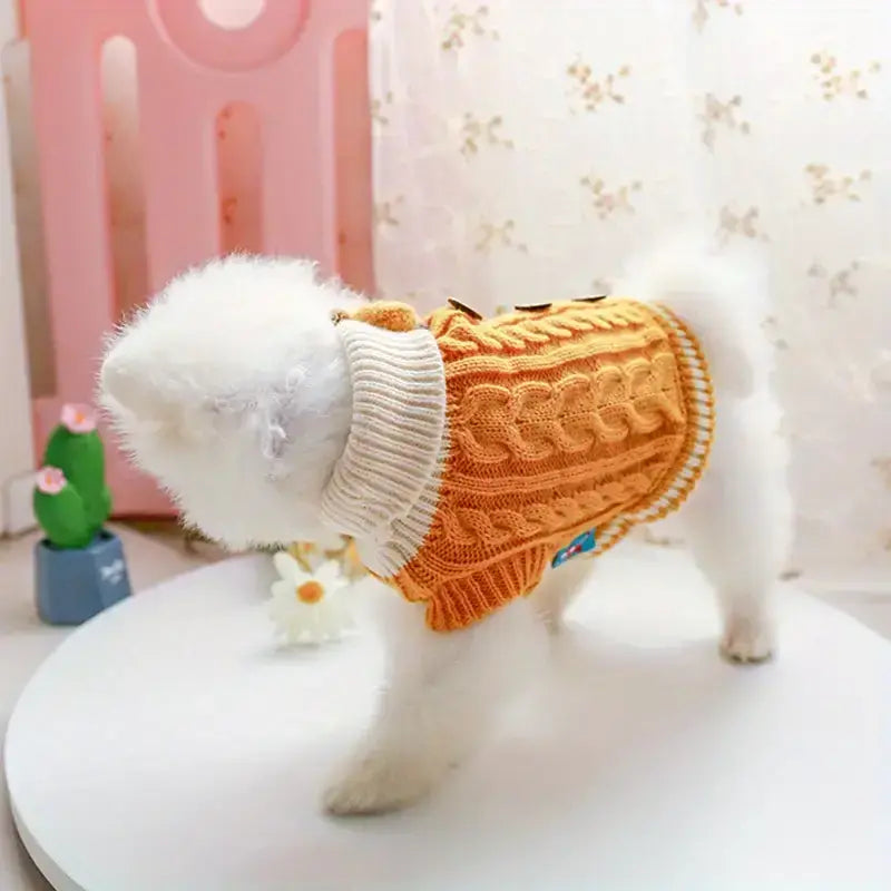 Yellow Cable Knit Плетен пуловер за куче