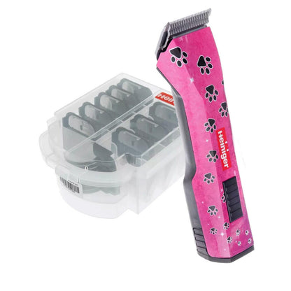 Heiniger Saphir Cordless Pink Paws Clipper (With No.10 Blade) With Heiniger 9 Pc Comb Guide Set машинка в комплект с приставки