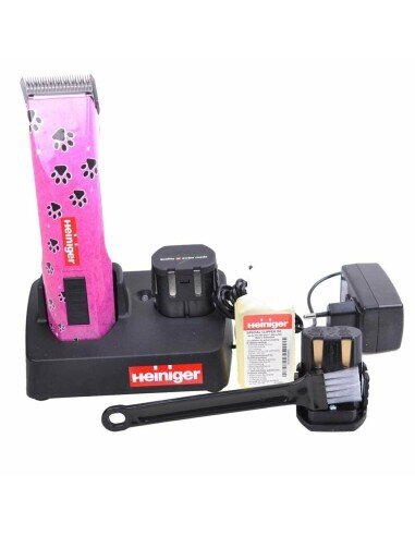 Heiniger Saphir Cordless Pink Paws Clipper (With No.10 Blade) With Heiniger 9 Pc Comb Guide Set машинка в комплект с приставки