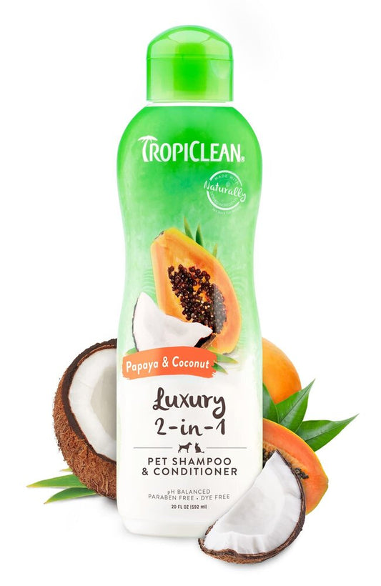 TropiClean Papaya and Coconut Luxury 2 in 1 Шампоан за кучета и котки 355ml