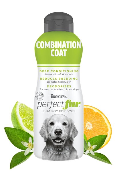 TropiClean PerfectFur Combination Coat шампоан за кучета за комбинирана козина, намаляващ линеенето