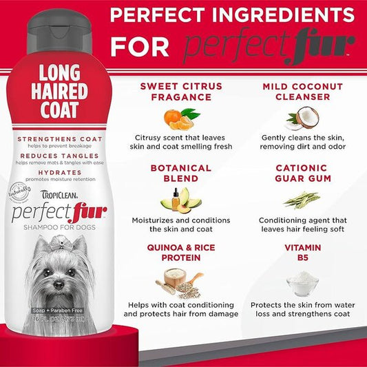 TropiClean PerfectFur Long Haired Coat Conditioning & Detangling Dog Shampoo Шампоан за кучета с дъл