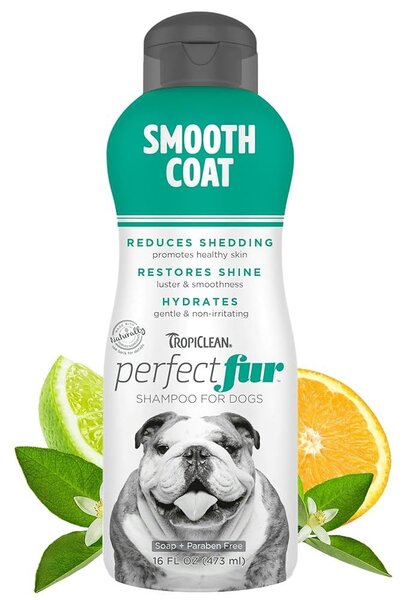 TropiClean PerfectFur Smooth Coat Shed Reducing Dog Shampoo шампоан за кучета с къса козина 473ml