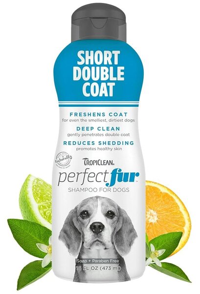 TropiClean PerfectFur Short Double Coat Deodorizing & Shed Reducing Dog Shampoo Шампоан за кучета с