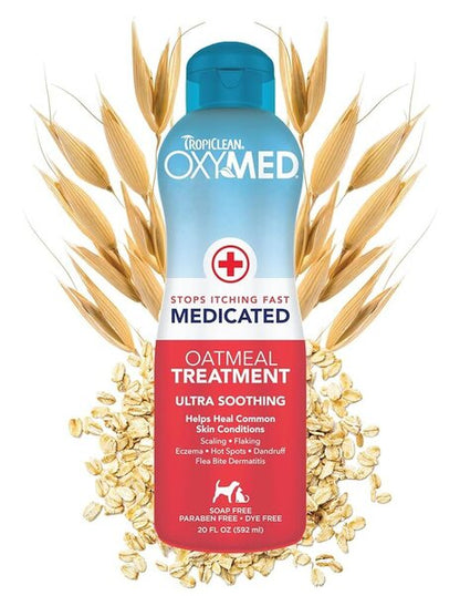 TropiClean OxyMed Medicated Itch Relief Oatmeal Dog Conditioner Treatment Rinse Медицински Балсам - успокояващ балсам за кучета и котки с чувствителна кожа 355ml