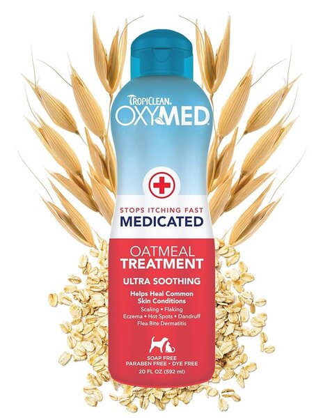 TropiClean OxyMed Medicated Itch Relief Oatmeal Dog Conditioner Treatment Rinse Медицински Балсам -