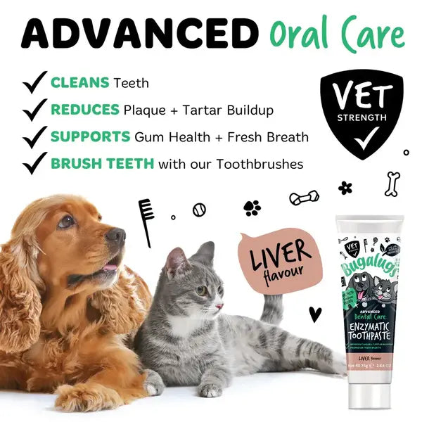 Bugalugs Advanced Dental Care Enzymatic Toothpaste Liver Flavour for Dogs & Cats Ензимна паста за кучета и котки 75gr