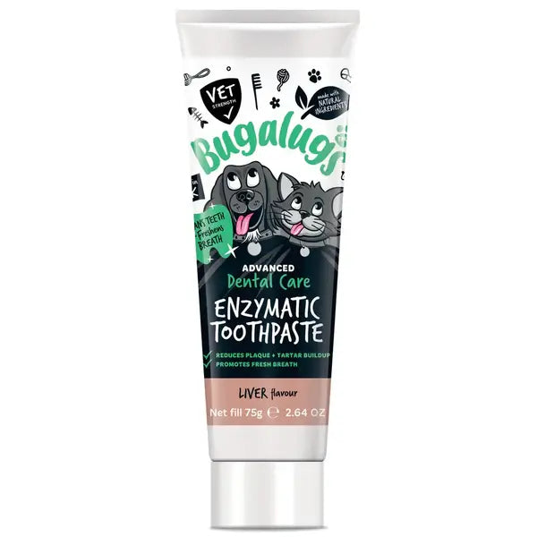 Bugalugs Advanced Dental Care Enzymatic Toothpaste Liver Flavour for Dogs & Cats Ензимна паста за кучета и котки 75gr