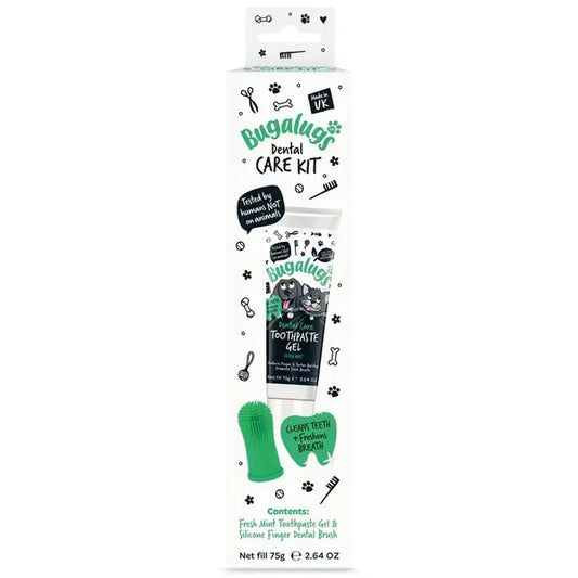 Bugalugs Dental Care Kit Toothpaste Gel with Finger Toothbrush for Dogs & Cats Сет за почистване на