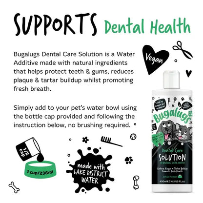 BugaLugs Dental Care Solution Water Additive for Dogs & Cats Добавка за Вода за Дентална Грижа 490ml