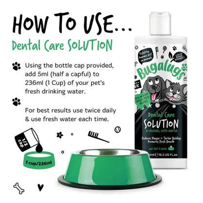 BugaLugs Dental Care Solution Water Additive for Dogs & Cats Добавка за Вода за Дентална Грижа 490ml
