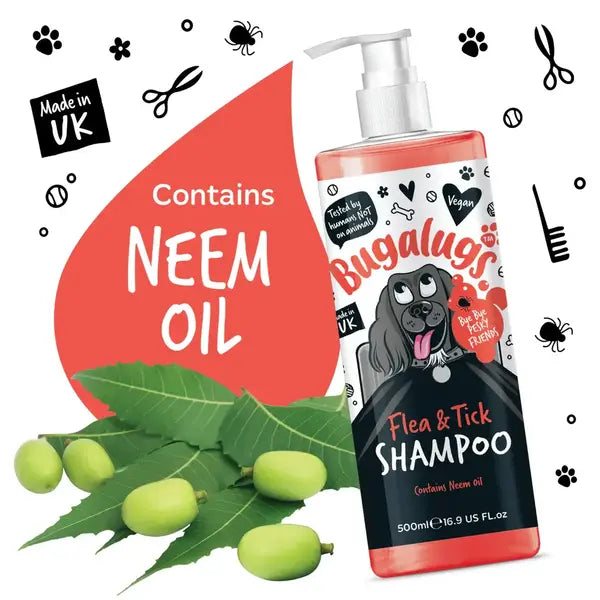 BugaLugs Flea & Tick Dog Shampoo – Шампоан против бълхи и кърлежи за кучета с нийм