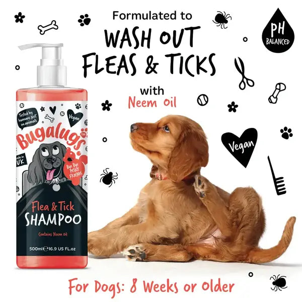 BugaLugs Flea & Tick Dog Shampoo – Шампоан против бълхи и кърлежи за кучета с нийм