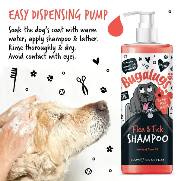 BugaLugs Flea & Tick Dog Shampoo – Шампоан против бълхи и кърлежи за кучета с нийм