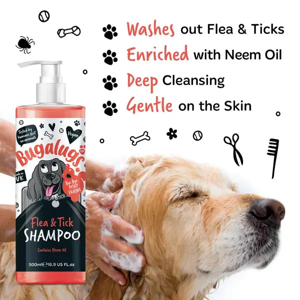 BugaLugs Flea & Tick Dog Shampoo – Шампоан против бълхи и кърлежи за кучета с нийм