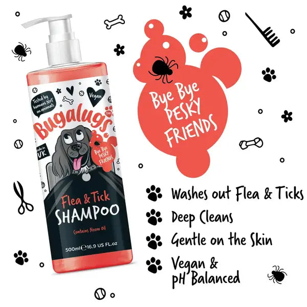 BugaLugs Flea & Tick Dog Shampoo – Шампоан против бълхи и кърлежи за кучета с нийм