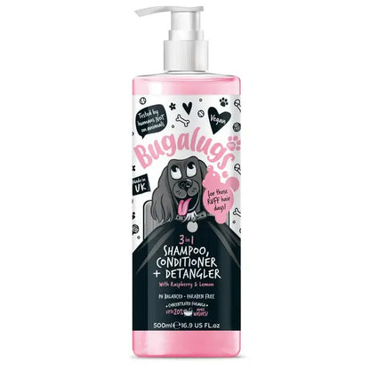 BugaLugs 3-in-1 Raspberry & Lemon Dog Shampoo, Conditioner & Detangler – Шампоан, Балсам и Спрей за Разресване