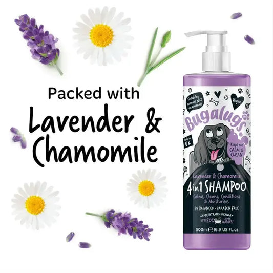 BugaLugs 4-in-1 Lavender & Chamomile Calming Dog Shampoo – Лавандула & лайка успокояващ шампоан 4-в-