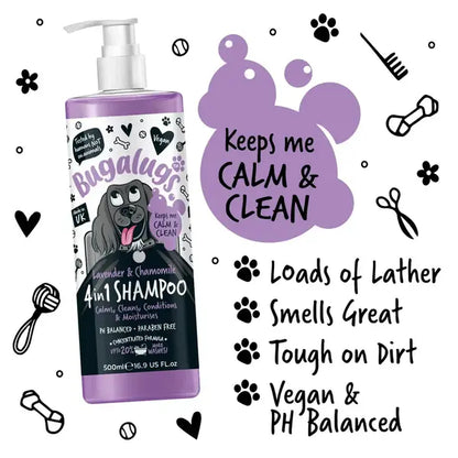 BugaLugs 4-in-1 Lavender & Chamomile Calming Dog Shampoo – Лавандула & лайка успокояващ шампоан 4-в-1 за кучета