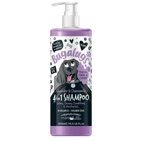 BugaLugs 4-in-1 Lavender & Chamomile Calming Dog Shampoo – Лавандула & лайка успокояващ шампоан 4-в-1 за кучета