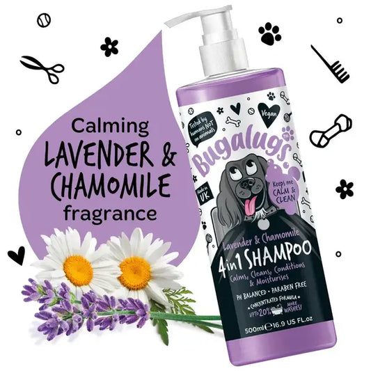 BugaLugs 4-in-1 Lavender & Chamomile Calming Dog Shampoo – Лавандула & лайка успокояващ шампоан 4-в-