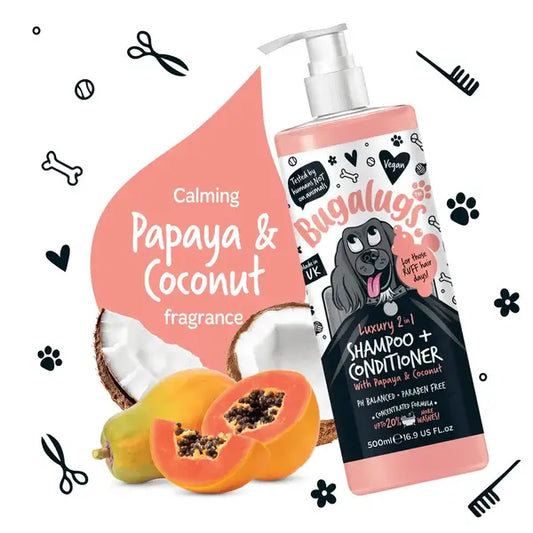 BugaLugs Luxury 2-in-1 Papaya & Coconut Shampoo & Conditioner – 2-в-1 шампоан и балсам за куче