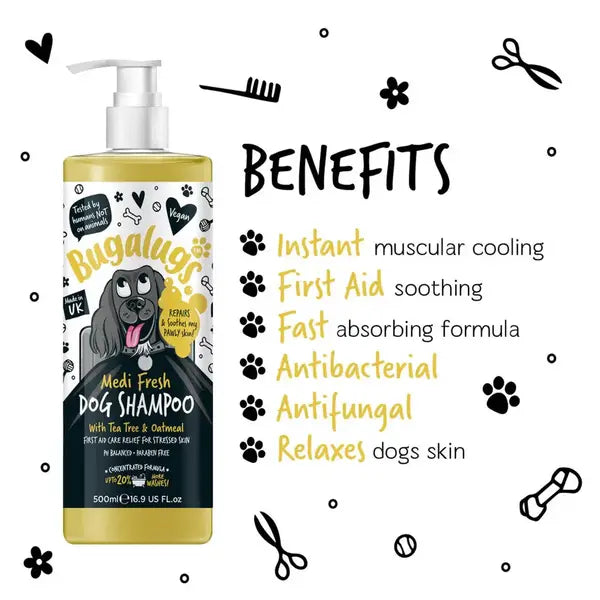 BugaLugs Medi Fresh Dog Shampoo Medi Fresh Tea Tree & Oatmeal – Медицински Антибактериален Шампоан