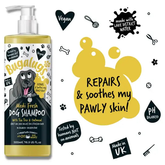 BugaLugs Medi Fresh Dog Shampoo Medi Fresh Tea Tree & Oatmeal – Медицински Антибактериален Шампоан
