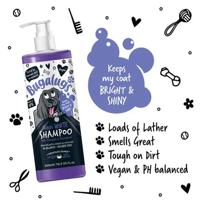 BugaLugs Maxi White Whitening Dog Shampoo – Шампоан за кучета избелващ