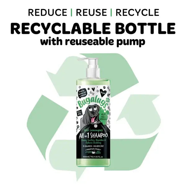 BugaLugs All-in-1 Шампоан за кучета всичко в 1 с Дива Лимонена Трева 500ml