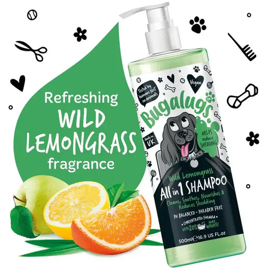 BugaLugs All-in-1 Шампоан за кучета всичко в 1 с Дива Лимонена Трева 500ml