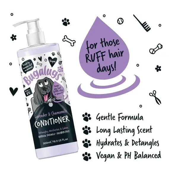 BugaLugs Lavender & Chamomile Dog Conditioner Успокояващ Балсам за кучета с Лавандула и Лайка 500ml