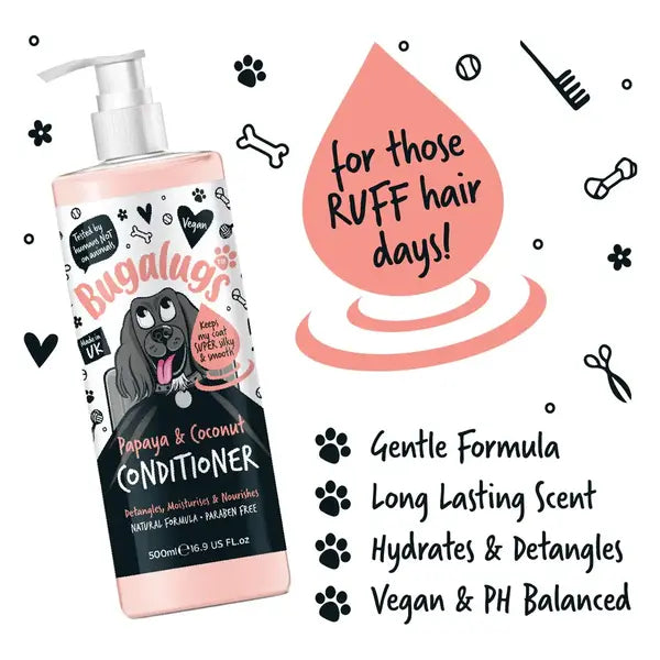 BugaLugs Luxury Papaya & Coconut Dog Conditioner Хидратиращ Балсам за кучета с Папая и Кокос 500ml
