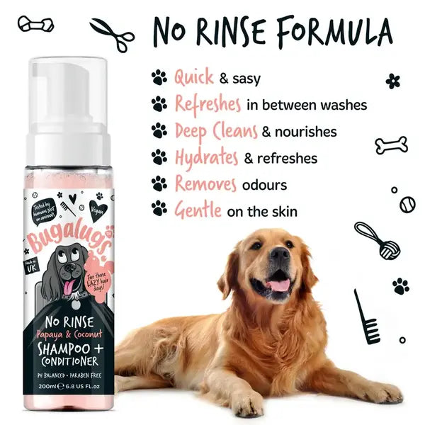 BugaLugs No Rinse Papaya & Coconut Dog Shampoo & Conditioner Сух Шампоан и Балсам 2в1 200ml