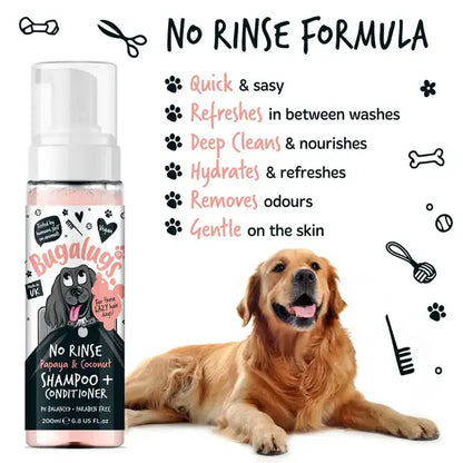 BugaLugs No Rinse Papaya & Coconut Dog Shampoo & Conditioner Сух Шампоан и Балсам 2в1 200ml