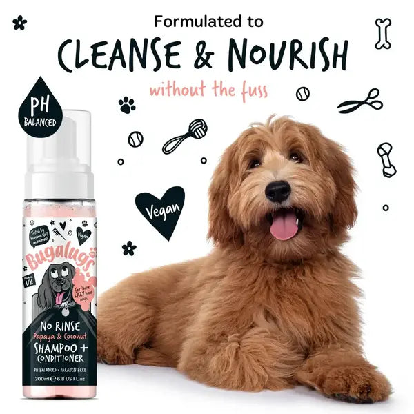 BugaLugs No Rinse Papaya & Coconut Dog Shampoo & Conditioner Сух Шампоан и Балсам 2в1 200ml